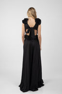 Rochie lunga cu decupaje si volane Black