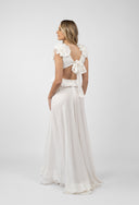 Rochie lunga cu decupaje si volane White