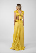 Rochie lunga cu decupaje si volane Yellow Sun