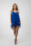 Rochie Lucky scurta din matase cu volane ample