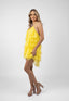 Rochie Lucky scurta din matase cu volane ample
