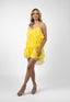 Rochie Lucky scurta din matase cu volane ample