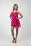 Rochie Lucky scurta din matase cu volane ample