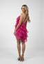 Rochie Lucky scurta din matase cu volane ample
