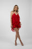 Rochie Lucky scurta din matase cu volane ample