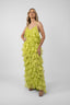 Rochie Lucky  lunga din matase cu volane ample