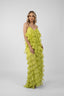 Rochie Lucky  lunga din matase cu volane ample