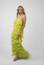 Rochie Lucky  lunga din matase cu volane ample