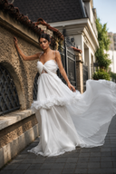 Long silk veil dress with butterfly bust