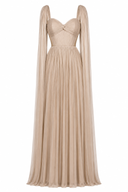 Rochie lunga tulle matase cu esarfe