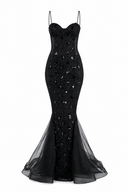 Mermaid lace dress with appliqués and tulle