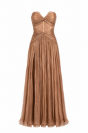 Rochie lunga din matase peliculizata si dantela Chantilly