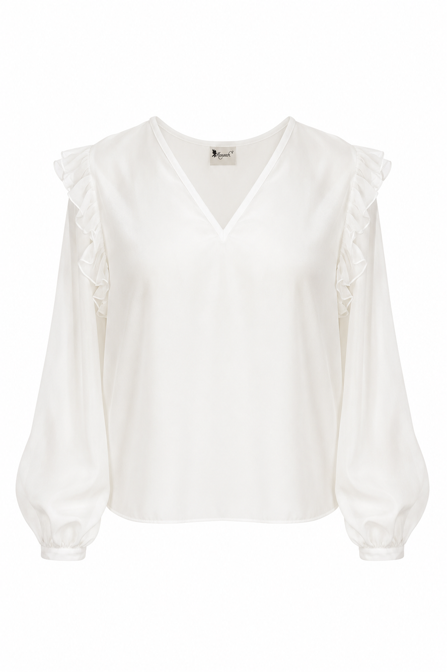 Bluza cu decolteu in V si volane delicate din matase