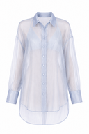 Camasa oversized din organza de matase bleu