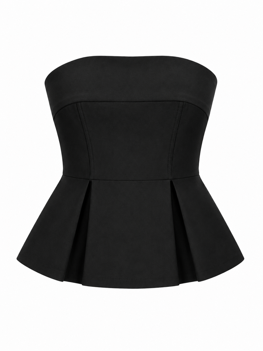 Corset negru cu peplum structurat