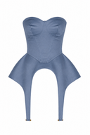 Corset Sculptural cu detalii metalice Blue