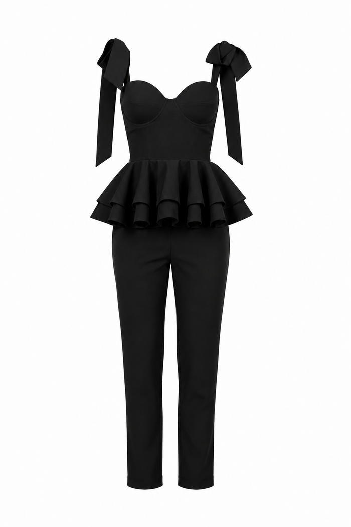 Compleu cu volane arhitecturale Black