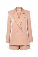 Costum sacou lejer din in peliculizat cu pantaloni scurti Beige Light
