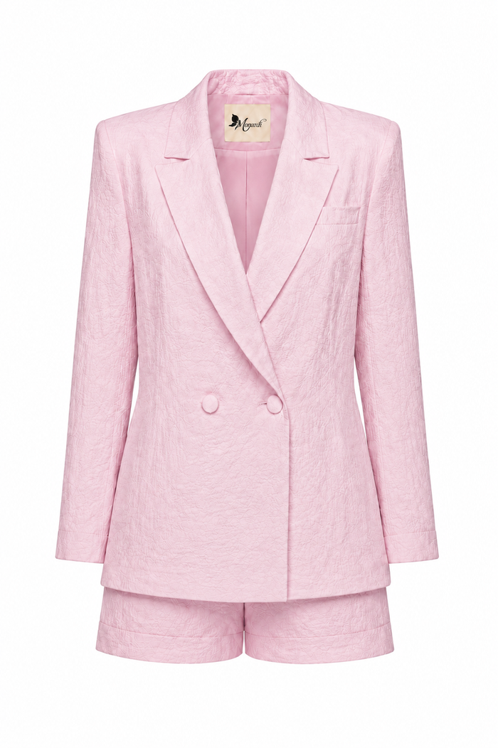 Costum sacou lejer din in peliculizat cu pantaloni scurti Pink