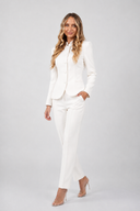 Costum ivory cu guler tunica si pantaloni conici