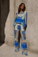 Compleu din voal imprimat cu pantaloni si camasa oversized