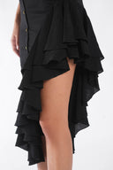 Rochie camasa cu volane asimetrice Black