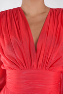 Rochie cu volane si maneci fluide Orange