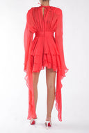 Rochie cu volane si maneci fluide Orange