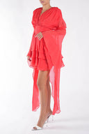 Rochie cu volane si maneci fluide Orange