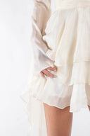Rochie cu volane si maneci fluide Ivory