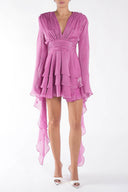 Rochie cu volane si maneci fluide Lilac