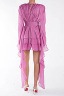 Rochie cu volane si maneci fluide Lilac