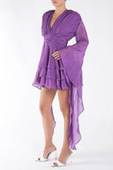 Rochie cu volane si maneci fluide Purple