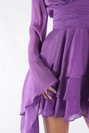 Rochie cu volane si maneci fluide Purple