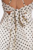 Rochie midi din voal cu buline si spate decupat Ivory Polka Dot