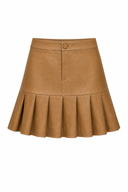 Fusta mini cu pliuri caramel