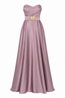 Rochie lunga cu bust drapat si talie accentuata