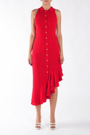 Rochie camasa cu volane asimetrice Red