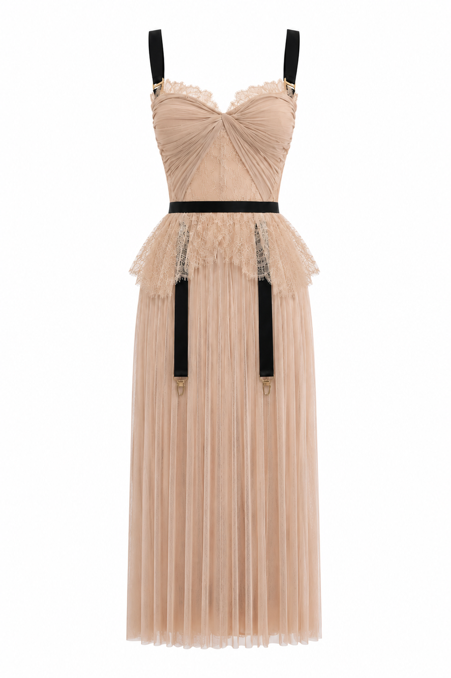 Rochie din matase cu detaliu faux portjartier