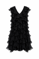 Rochie scurta cu volane si spate decupat Black
