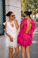 Rochie scurta cu volane si spate decupat Fuchsia