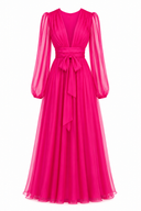 Silk wrap dress with deep neckline