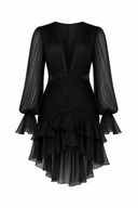 Silk dress with deep neckline