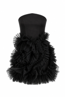 Rochie neagra mini cu volane