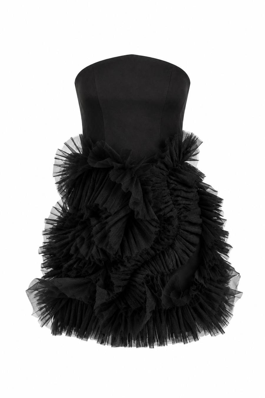 Rochie neagra mini cu volane
