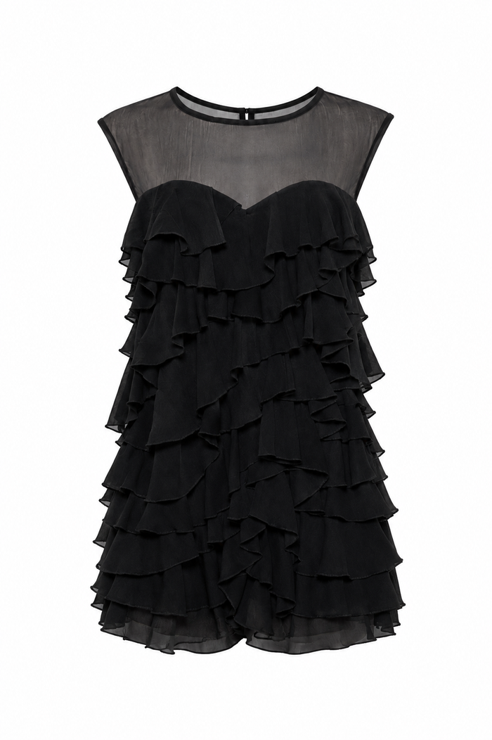 Asymmetrical silk mini dress