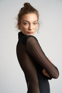 Body cu insertii transparente si guler inalt