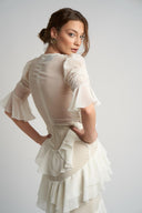 Rochie lunga cu volane  si corset integrat