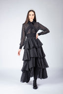Rochie cu volane ample si imprimeu polka dots
