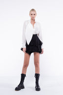 Camasa alba din shantung de matase cu esarfa oversized
